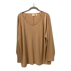 Chico’s Women’s Size 3/XL Brown Tan Pullover Top Long Sleeves Knit